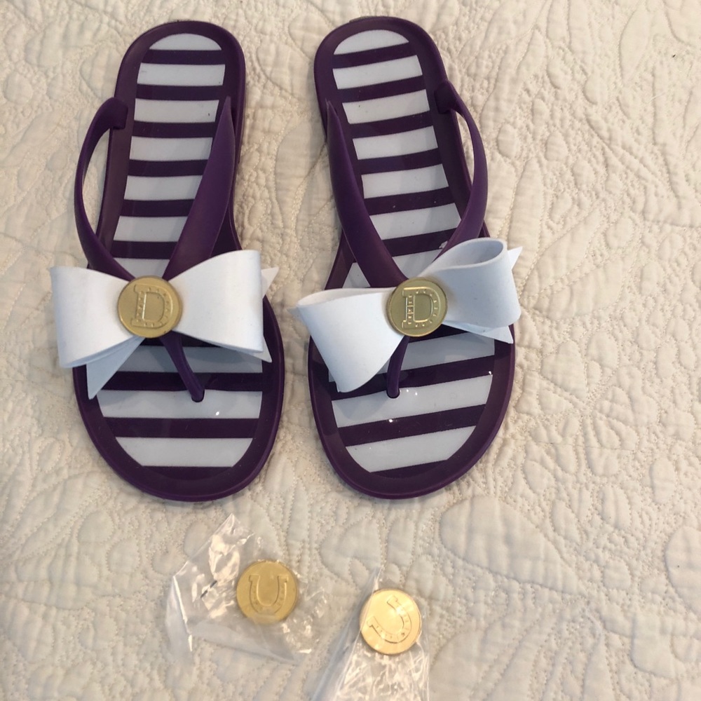 striped flip flops